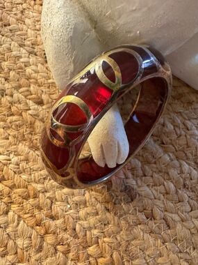 Amber resin and Gold Accent Bangle Bracelet - Andrew Hamilton Crawford